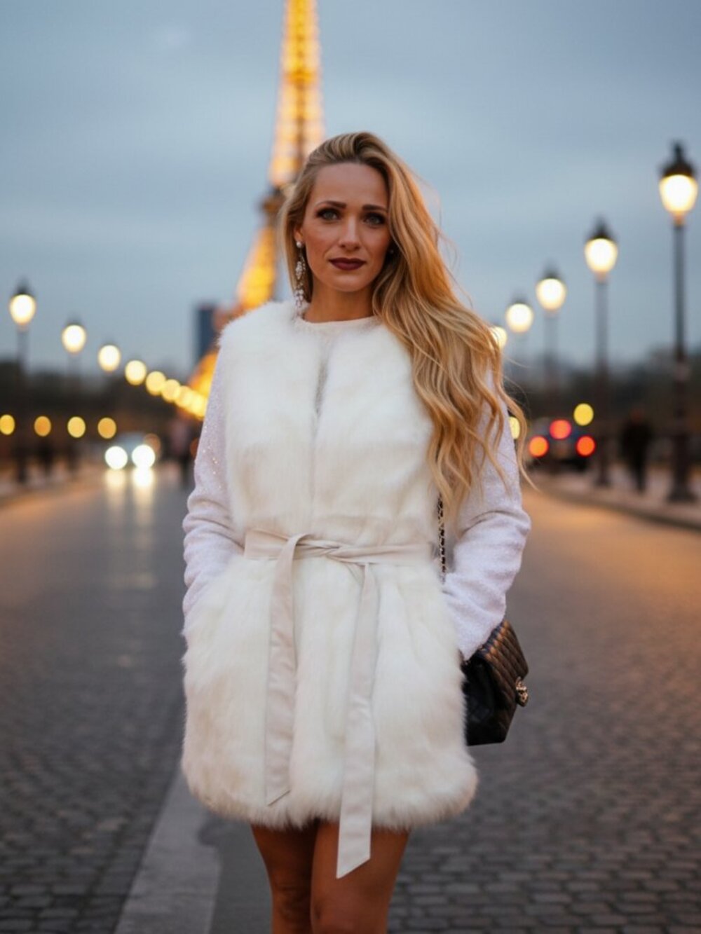 CLASSIC IN CREAM FAUX FUR TEDDY AND TEXTURED SLEEVED  COAT - Picture 2 of 9